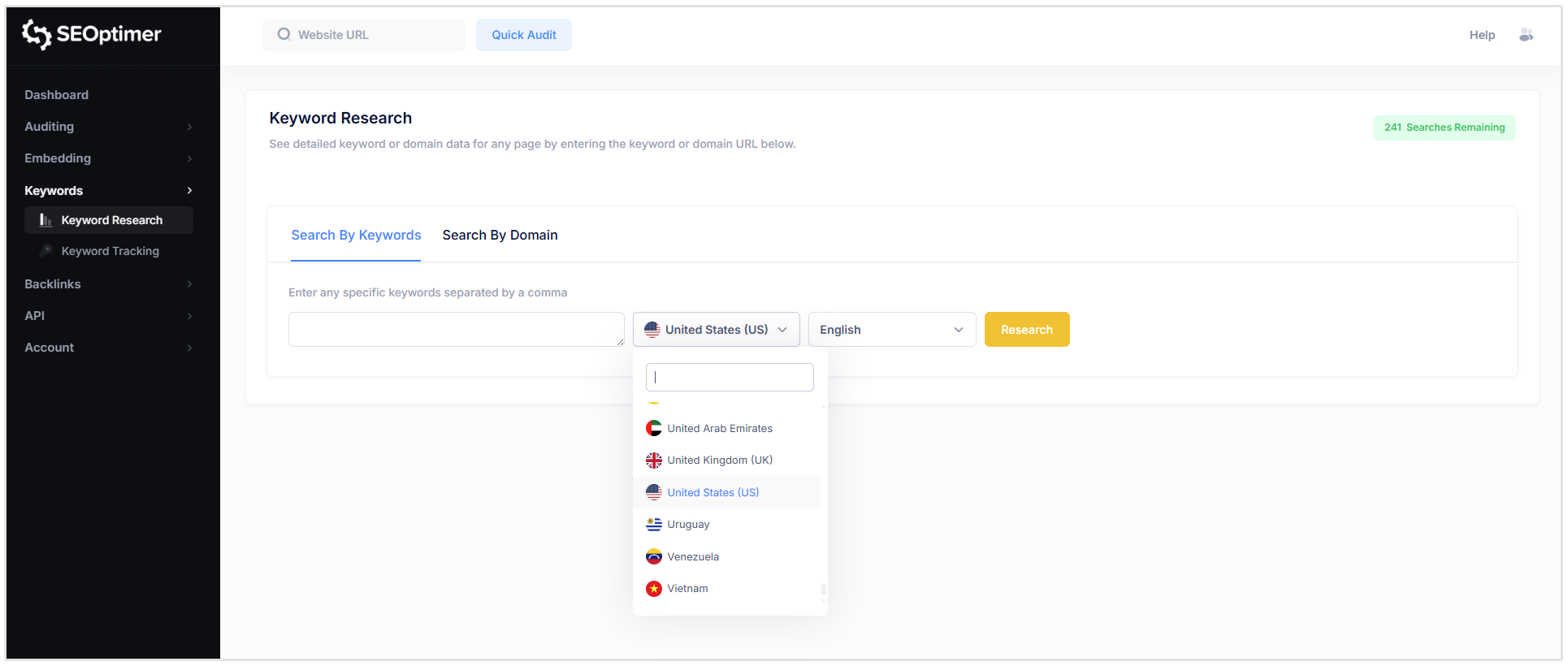 Keyword research tool